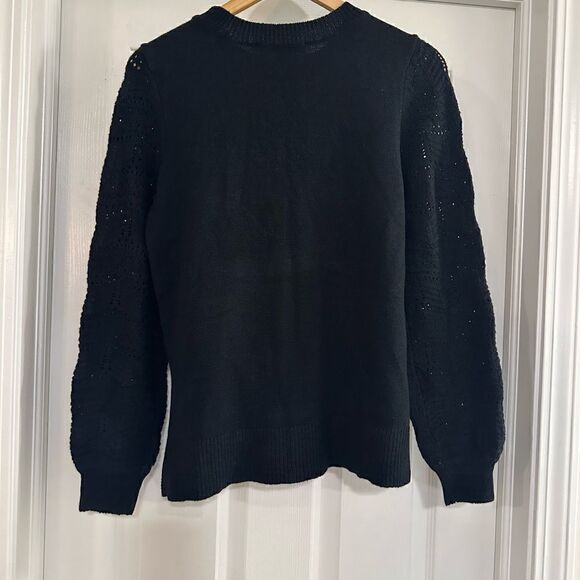 Christian Siriano Pointelle Pull Over Sweater black size XS NWT - Picture 6 of 9